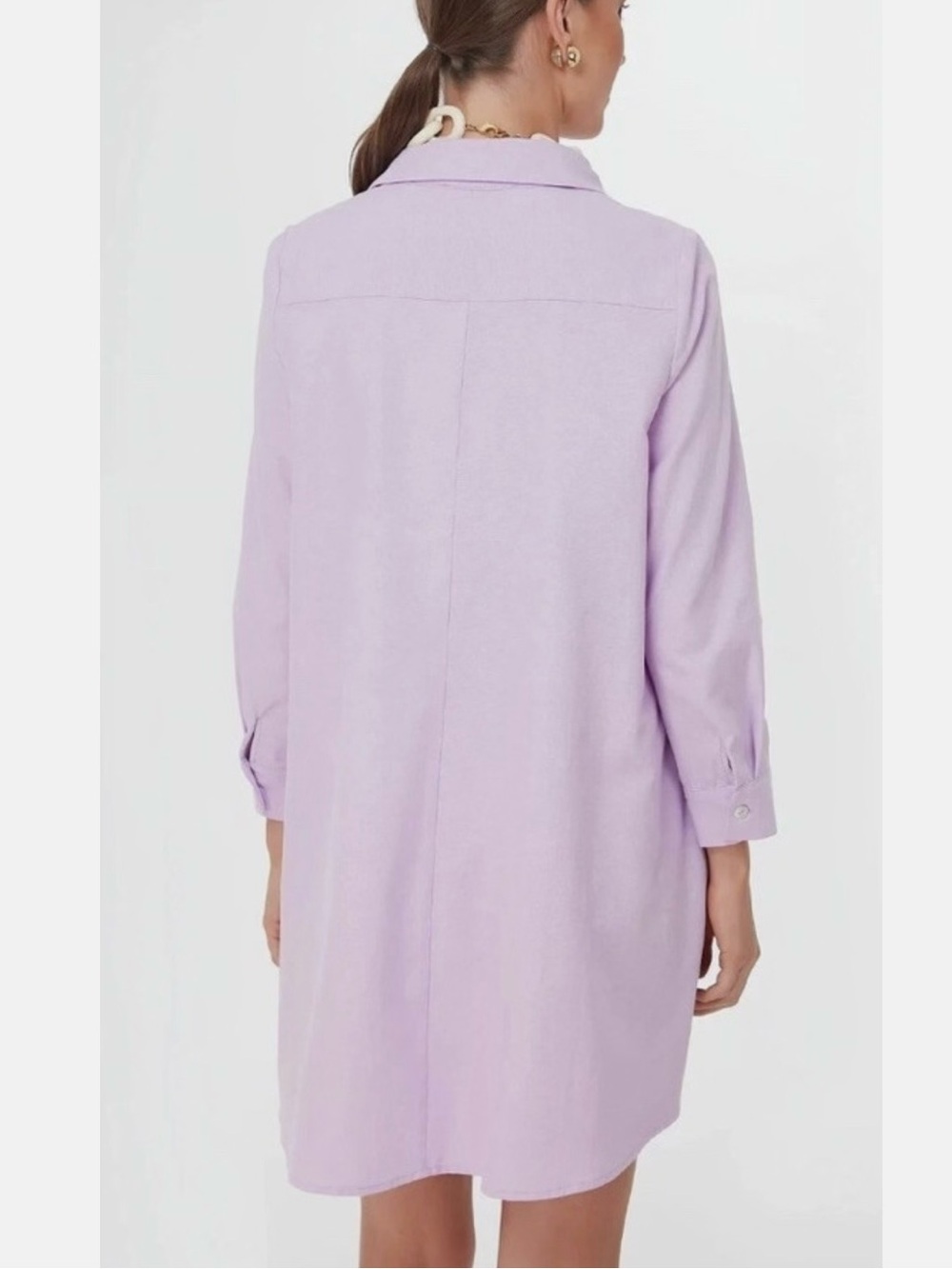 Tuckernuck POMANDER PLACE Oxford Harris in Lavender Purple Shirt Dress XS - Picture 2 of 7